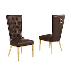 2pc Leather Air Espresso with Gold Chrome Base