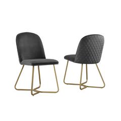 Dark Grey velvet side chairs (SET OF 2)