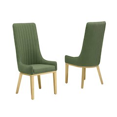 Green, Teddy Fabric, Pleated Back Side Chair With Gold Base, Set Of Two