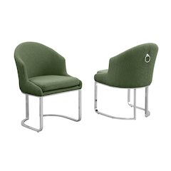 Best Quality Furniture Green With Silver Side Chairs. Set Of Two