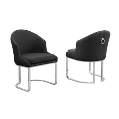 Best Quality Furniture Black With Silver Side Chairs, Set Of Two