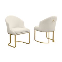 Best Quality Furniture Cream With Gold Side Chairs, Set Of Two