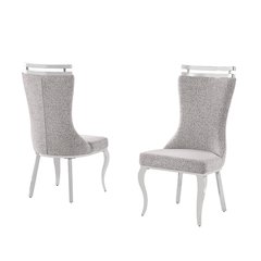 2pc Boucle Fabric Chrome Side Chairs