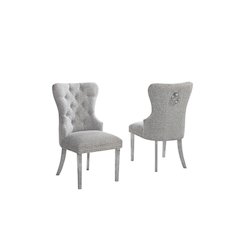 Rich Gray Boucle Fabric And Silver Base Side Chairs (Set Of 2)