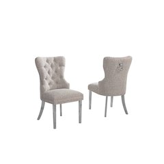 Gray Boucle Fabric And Silver Base Side Chairs (Set Of 2)