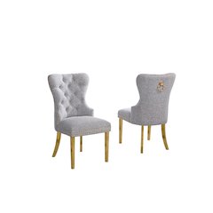 Rich Gray Boucle Fabric And Silver Base Side Chairs (Set Of 2)