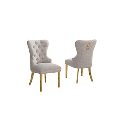 Gray Boucle Fabric And Silver Base Side Chairs (Set Of 2)