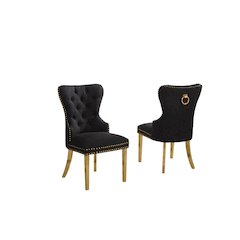 Black Boucle Fabric And Silver Base Side Chairs (Set Of 2)