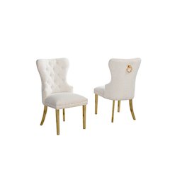 Cream Boucle Fabric And Silver Base Side Chairs (Set Of 2)