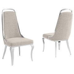 Gray Boucle Side Chairs With Silver Base (Set Of 2)