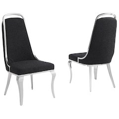 Black Boucle Side Chairs With Silver Base (Set Of 2)