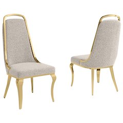 Gray Boucle Side Chairs With Gold Base (Set Of 2)