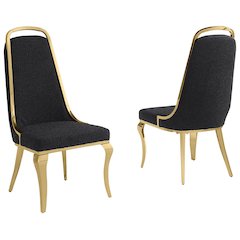 Black Boucle Side Chairs With Gold Base (Set Of 2)