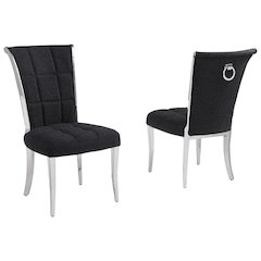 Black Boucle Side Chairs With Silver Base (Set Of 2)