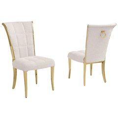Cream Boucle Side Chairs With Gold Base (Set Of 2)