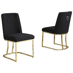 Black With Gold Chrome Base Side Chairs, Set Of 2