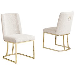 Cream With Gold Chrome Base Side Chairs, Set Of 2
