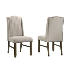 Wood fabric back dining chairs (Set of 2)