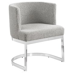 Rich Gray With Silver Chrome Base Barrel Chair (Single Chair)