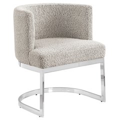 Gray With Silver Chrome Base Barrel Chair (Single Chair)
