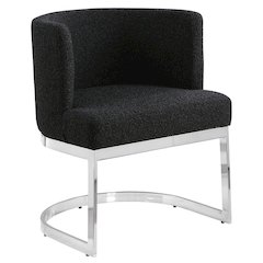 Black With Silver Chrome Base Barrel Chair (Single Chair)