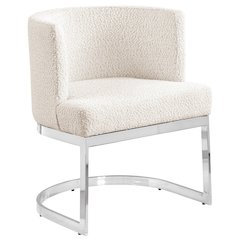 Cream With Silver Chrome Base Barrel Chair (Single Chair)