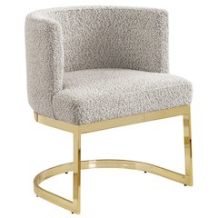 Gray With Gold Chrome Base Barrel Chair (Single Chair)