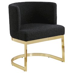 Black With Gold Chrome Base Barrel Chair (Single Chair)
