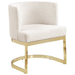 Cream With Gold Chrome Base Barrel Chair (Single Chair)