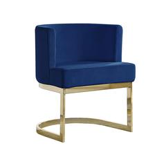Navy Blue Velvet Side Chair with Gold, Chrome Base - Single