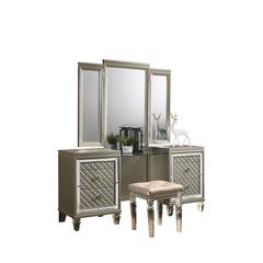 Champagne Vanity Set, 1 Main Mirror & 2 Side Mirrors