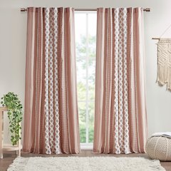 Imani Cotton Printed Curtain Panel with Chenille Stripe and Lining