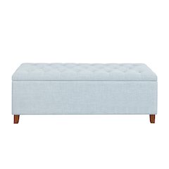 Shandra Tufted Top Upholstered Storage Bench, Light Blue color