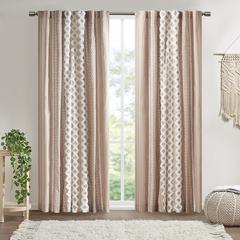 Cotton Printed Curtain Panel with Chenille Stripe and Lining