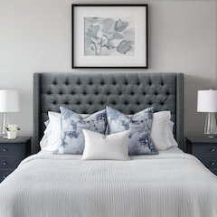 Amelia Upholstered Wingback Headboard with Button Tufting & Nailhead Trim