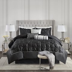 Laurel 100% Polyester Pieced Pleated 7pcs Tufted Comforter Set