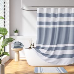 Spa Waffle Shower Curtain with 3M Treatment, Dark Blue color