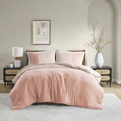 Miro Soft Washed Color Block Comforter Set, Pink color
