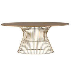 Brown Round Dining Table with Solid Metal Frame for Kitchen or Dining