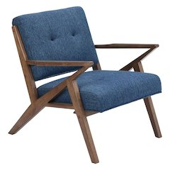 Blue Accent Chair – Upholstered Lounge Chair for Bedroom or Living Room