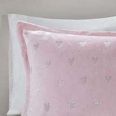 Metallic Printed Plush Comforter Set with Throw Pillow