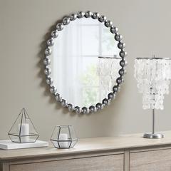 Beaded Round Wall Mirror 27"D