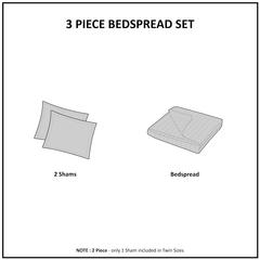 Quebec 3 Piece Reversible Bedspread Set, Seafoam color