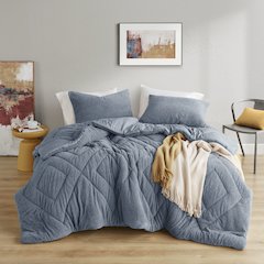 Double Diamond Quilted Teddy Comforter Set