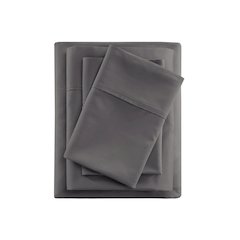 600 Thread Count Cooling Cotton Blend 4 PC Sheet Set, Charcoal color