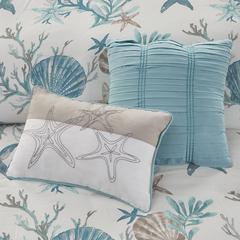 Pebble Beach 6 Piece Cotton Sateen Duvet Cover Set, Aqua color