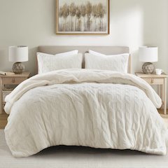 Riordan Cable Knit Chenille Comforter Set, Ivory color