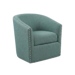 Teal Swivel Chair with Multi-Pattern Fabric and Comfortable Design