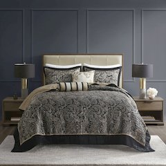 5 Piece Jacquard Bedspread Set with Throw Pillows