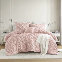 Bailey Diamond Pucker Woven Comforter Set, Pink color